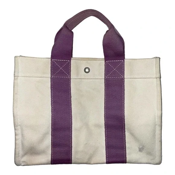 Hermes Bora Bora Canvas Tote Bag Ivory Purple - Picture 15 of 15